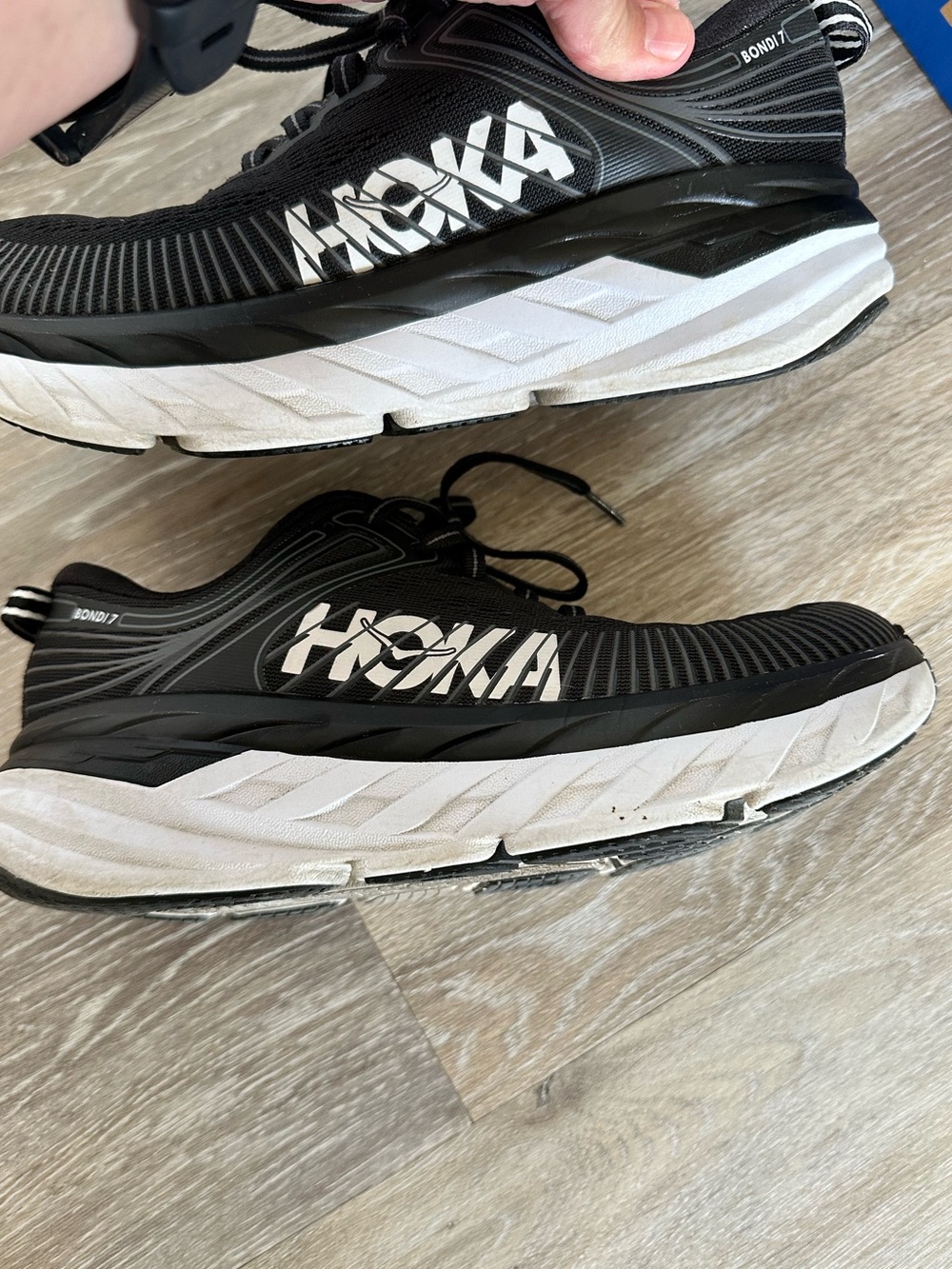 Hoka Bondi 7 Black White womens Running Shoes sneakers 6.5 walking one one - Picture 13 of 14